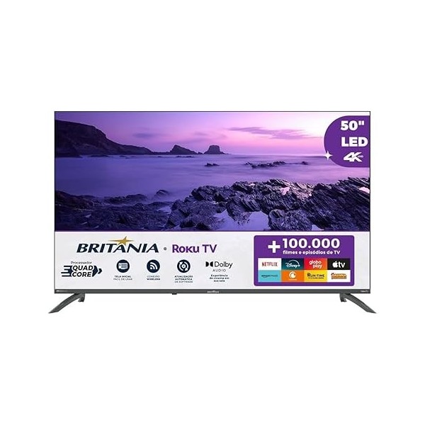 TV Smart TV 50” Britânia Roku TV LED Dolby Audio BTV50VA4REGB