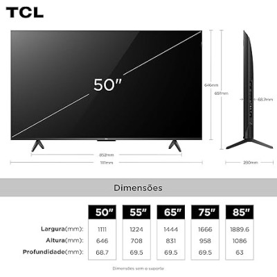 Smart TV 50" TCL 4K UHD QLED 50P7K Google TV AiPQ Google Assistente 3
