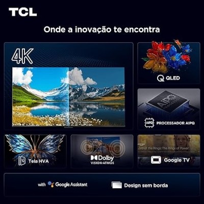 Smart TV 50" TCL 4K UHD QLED 50P7K Google TV AiPQ Google Assistente 3